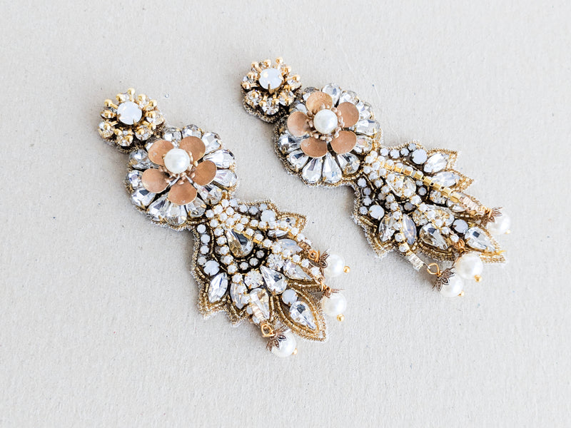 8cm Big Earrings Antique Gold Ornate Crystal Flapper Gatsby Art Deco 20s  Style | eBay