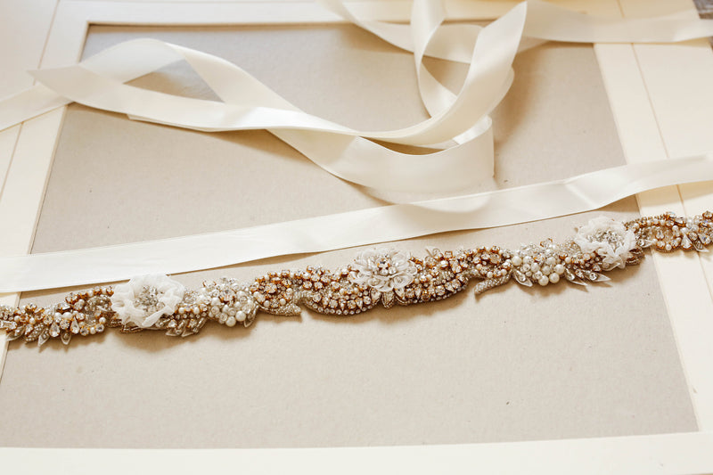 Gold swarovski bridal hairpiece - Style H11