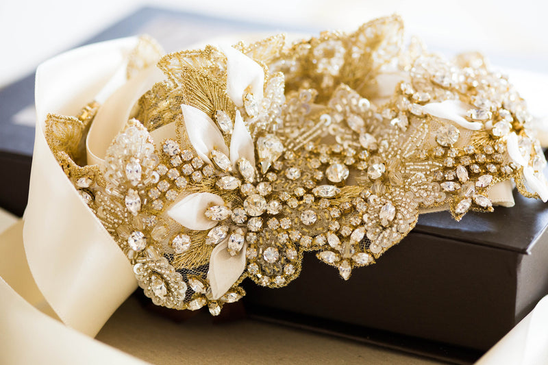 Gold Bridal Belt - Isla 20 inches of beading / Gold Gold Bridal Belt - Isla 20 inches of beading / Gold