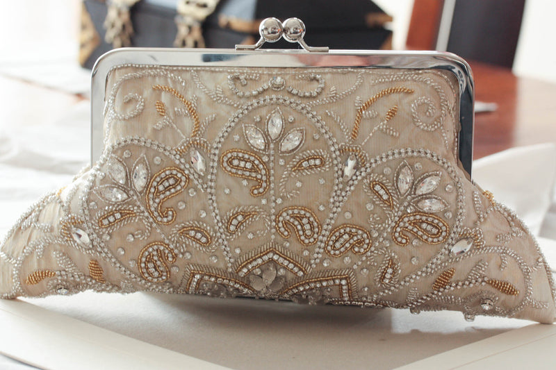 Floral Beaded Embroidery Handbag Vintage Sequin Clutch - Temu