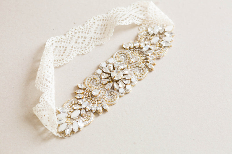 Gold bridal garter set