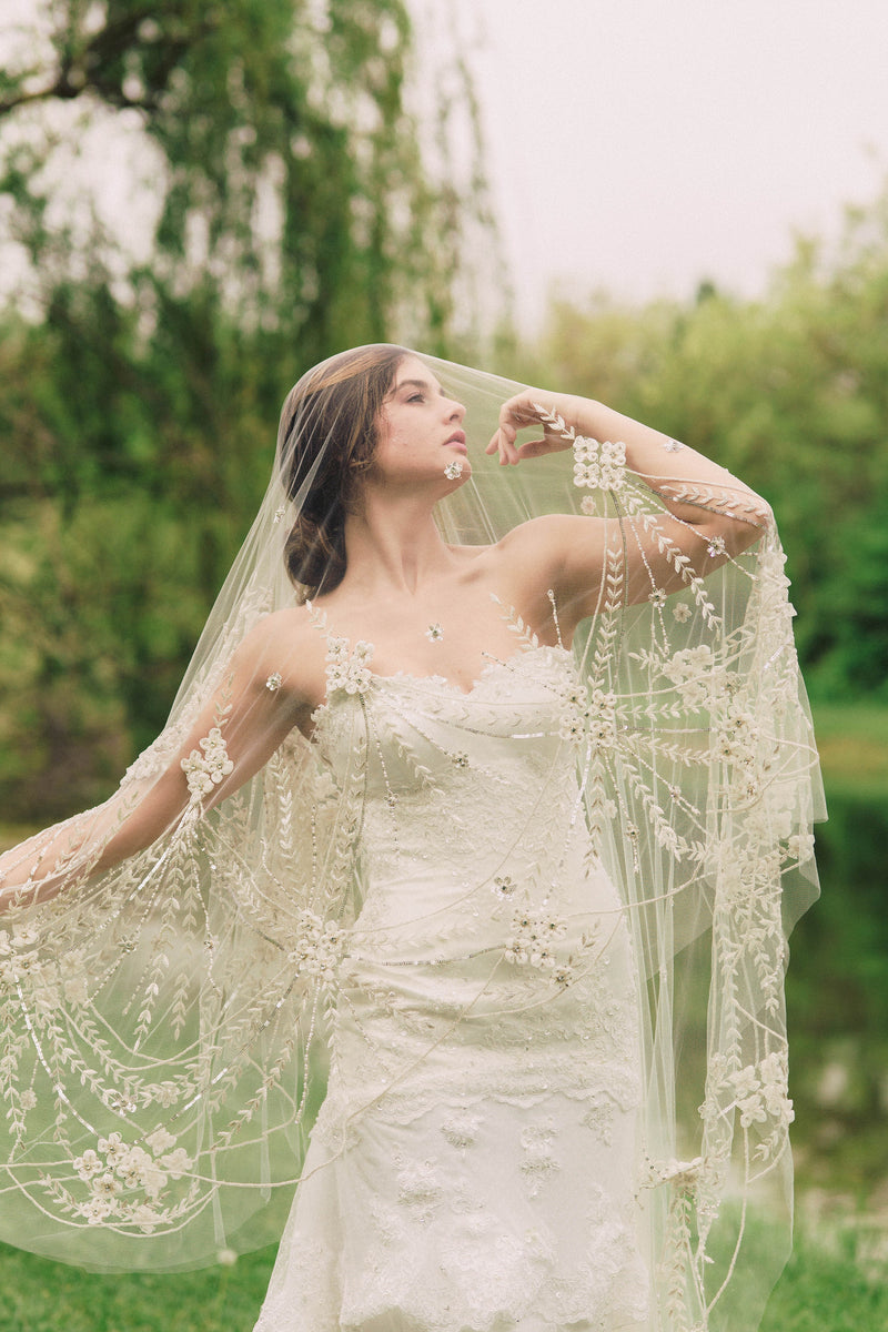 MillieIcaro Vintage Inspired Cathedral Length Bridal Veil