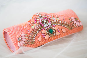 Beaded purses in peach color