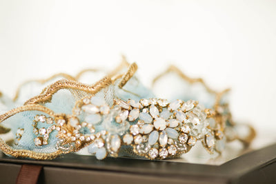 Blue Wedding Garter, Bridal Garter Set - Style R104