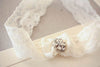 Wedding lace garter in ivory and silver - Style G10