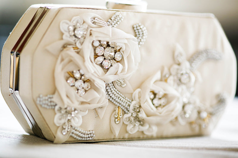 Embroidered Ivory Velvet Floral Clutch Bag with Rubies – BoutiqueByMariam