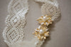 Gold floral lace wedding garter - Style R15 (Ready to ship)