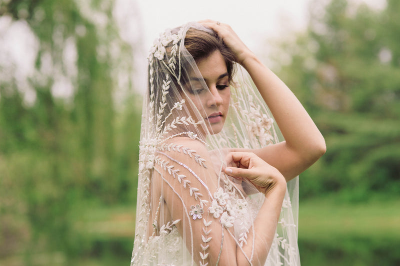 MillieIcaro Vintage Inspired Cathedral Length Bridal Veil